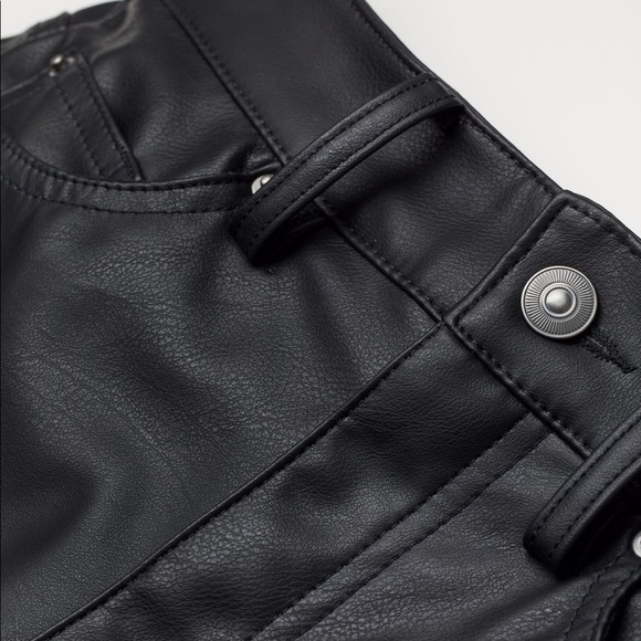 NWT. Faux Leather Pants. High Waist, straight and wide leg. - Picture 3 of 3